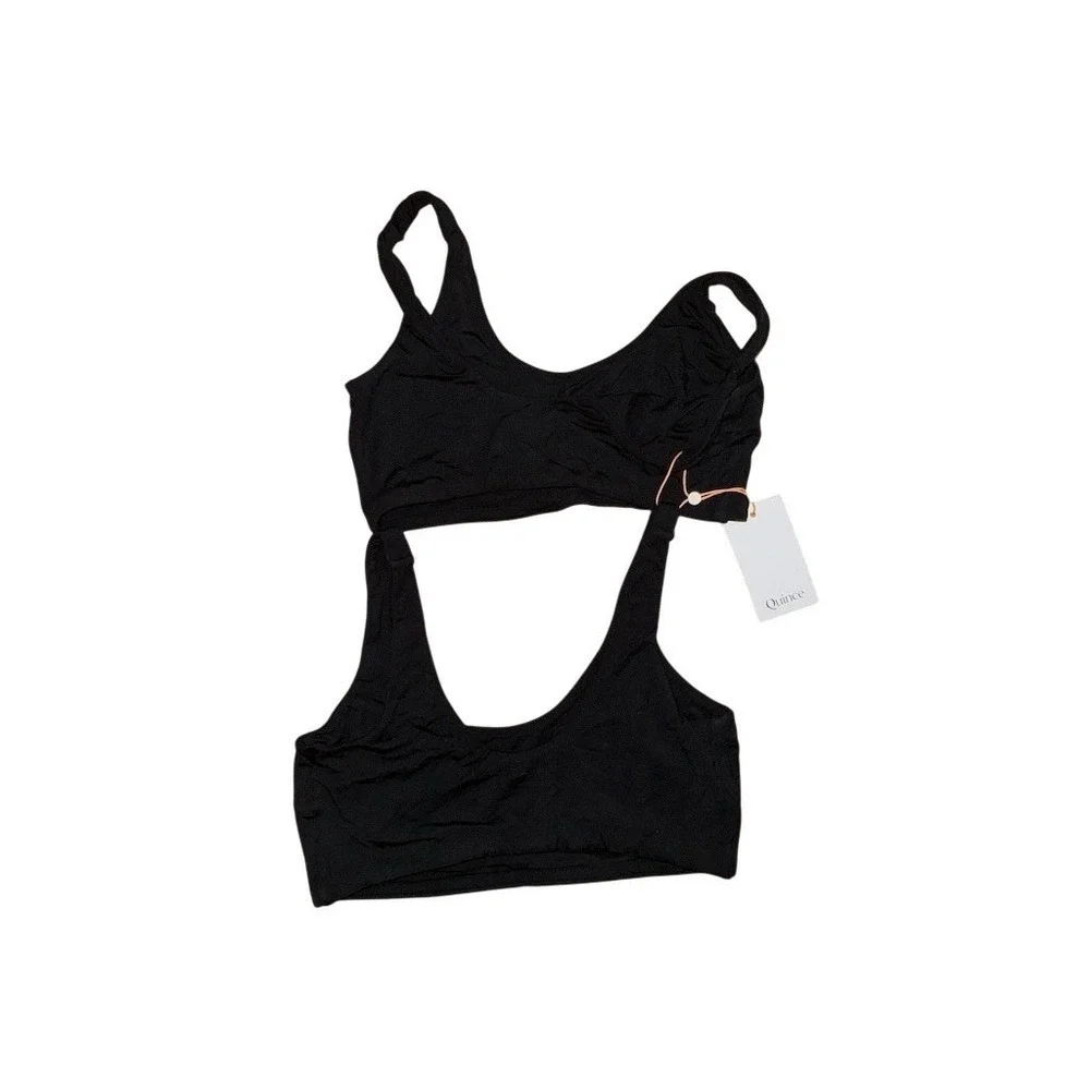 Quince Micromodal Maternity & Postpartum Bra 2-pack S Black Bralette Wide Straps